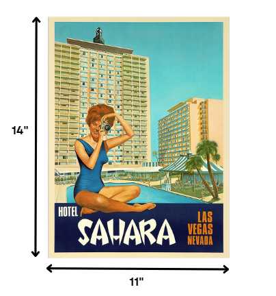 24" X 30" Hotel Sahara C1960S Las Vegas Vintage Travel Poster Wall Art