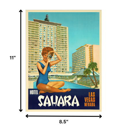 24" X 30" Hotel Sahara C1960S Las Vegas Vintage Travel Poster Wall Art