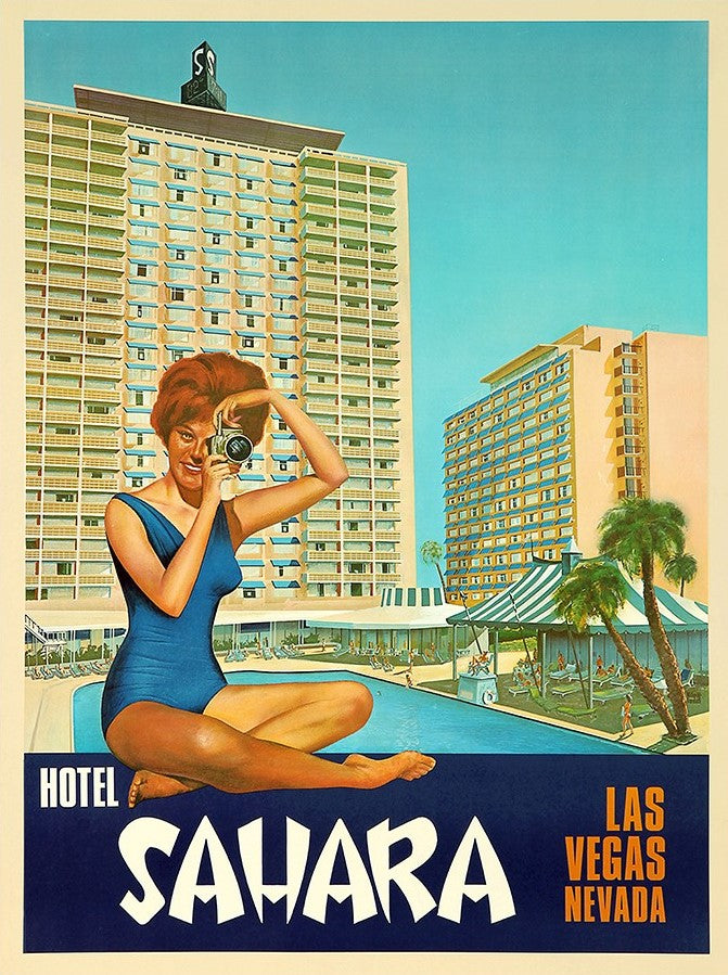 24" X 30" Hotel Sahara C1960S Las Vegas Vintage Travel Poster Wall Art