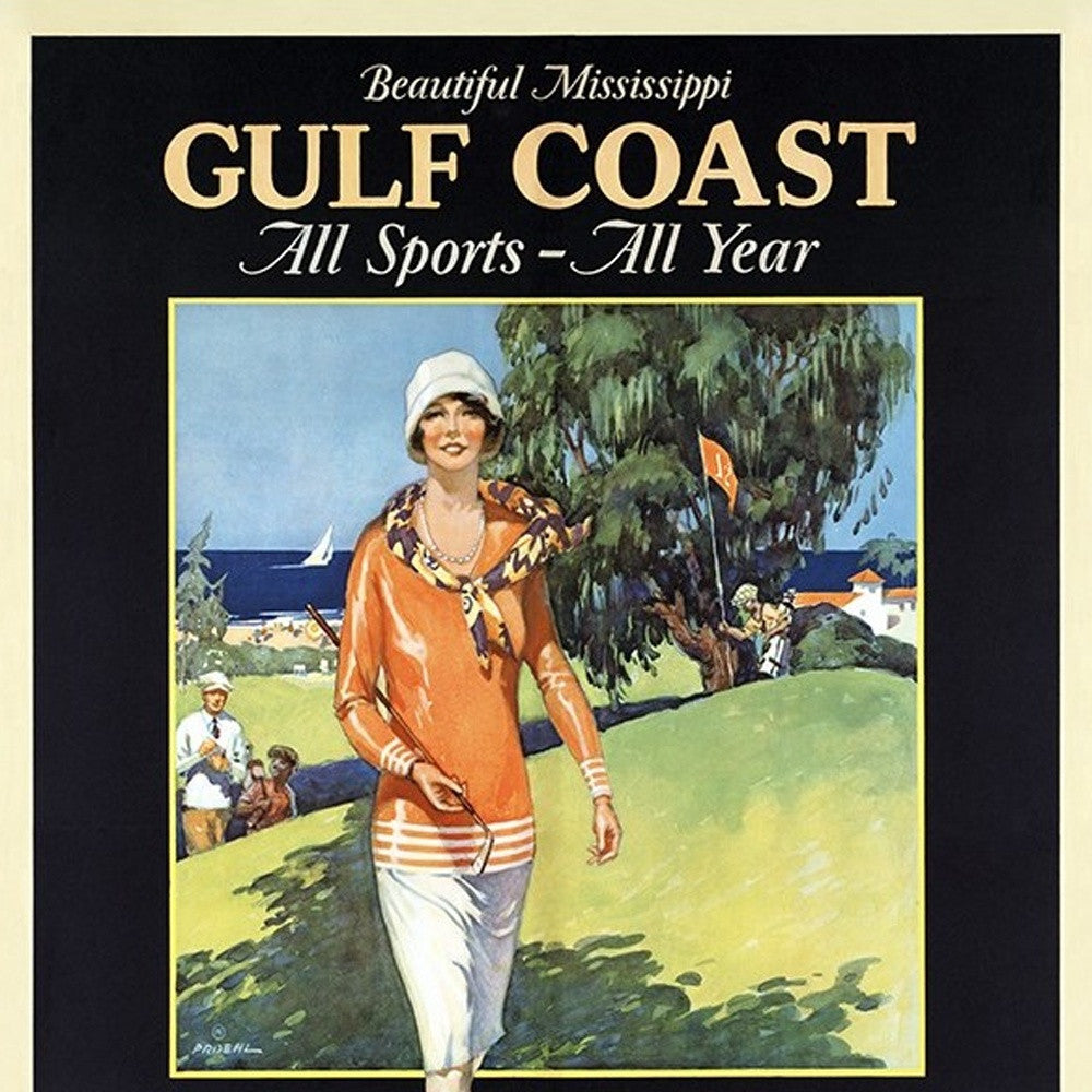 Gulf Coast Golf 1932 Vintage Travel Unframed Print Wall Art