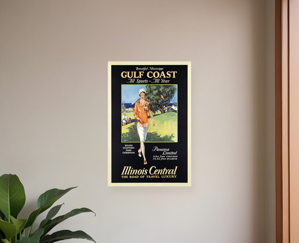 Gulf Coast Golf 1932 Vintage Travel Unframed Print Wall Art