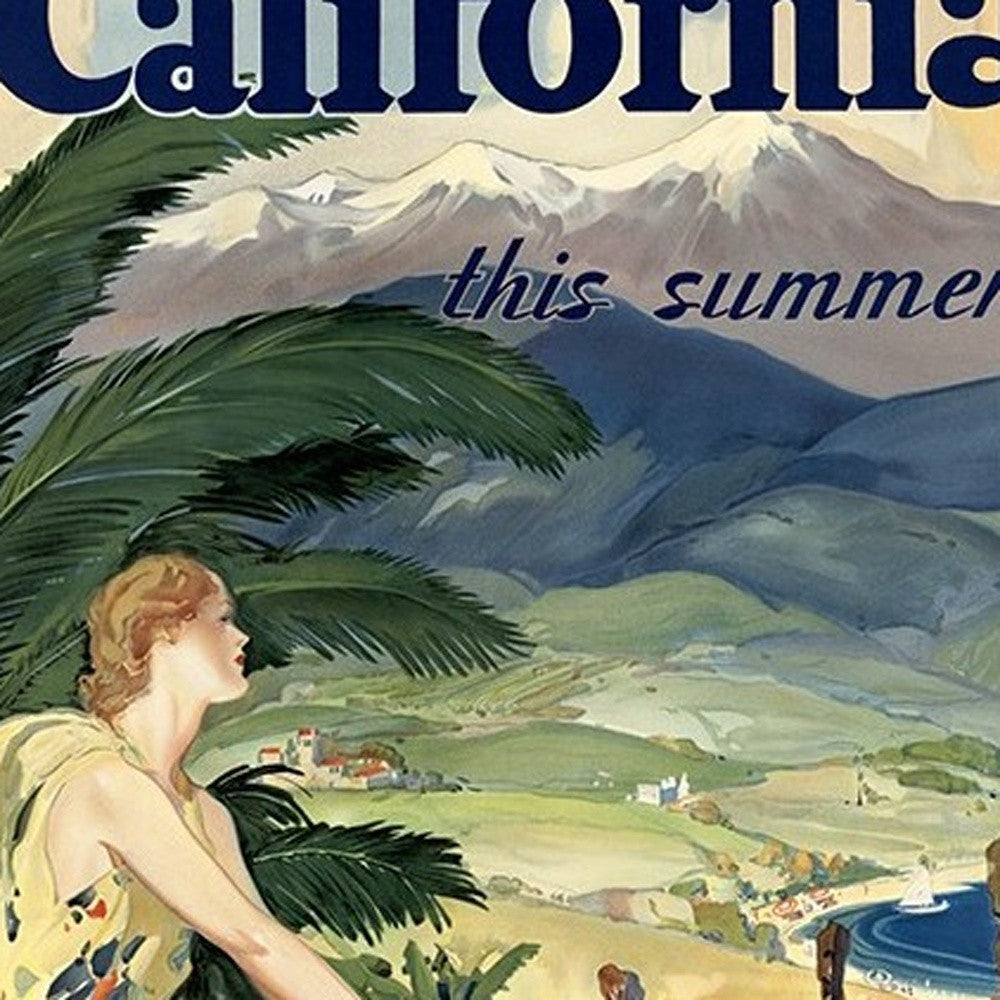 Vintage 1934 California Travel Unframed Print Wall Art