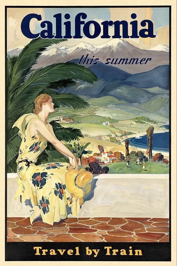 Vintage 1934 California Travel Unframed Print Wall Art