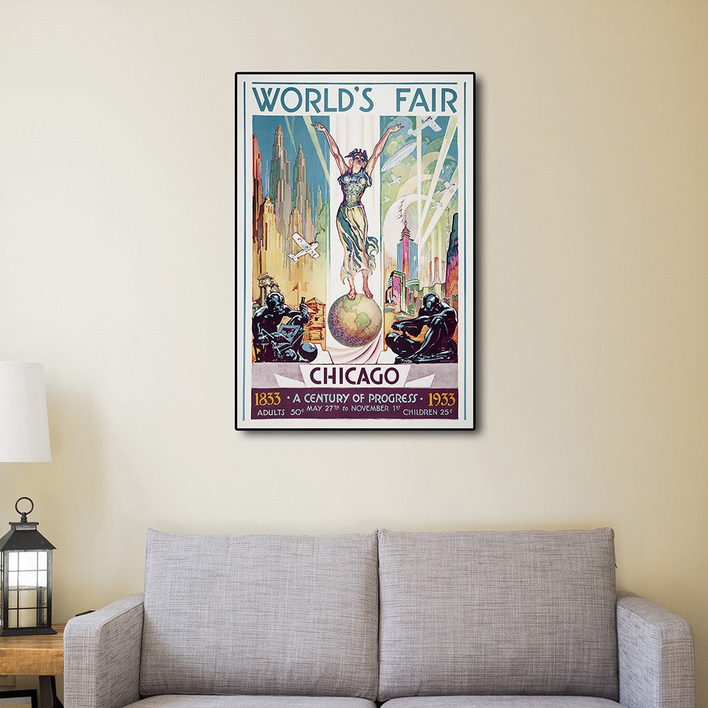 Vintage 1933 Chicago Worlds Fair Unframed Print Wall Art