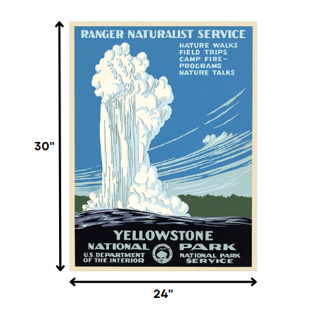 36" x 48" Yellowstone National Park c1938 Vintage Travel Poster Wall Art