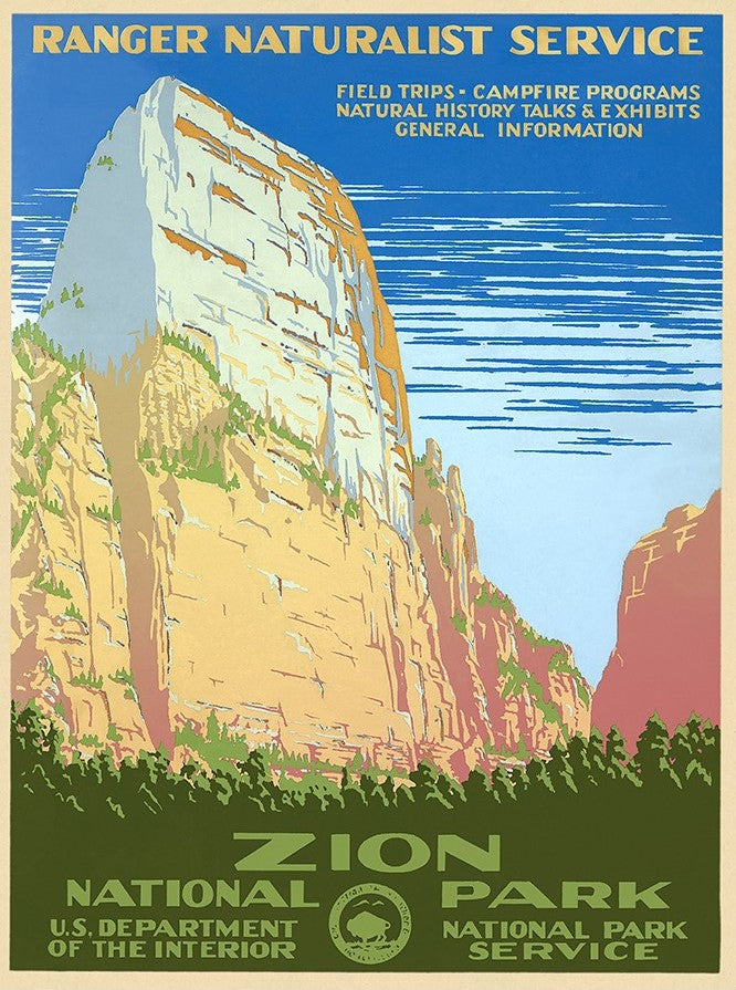 36" x 48" Zion National Park c1938 Vintage Travel Poster Wall Art