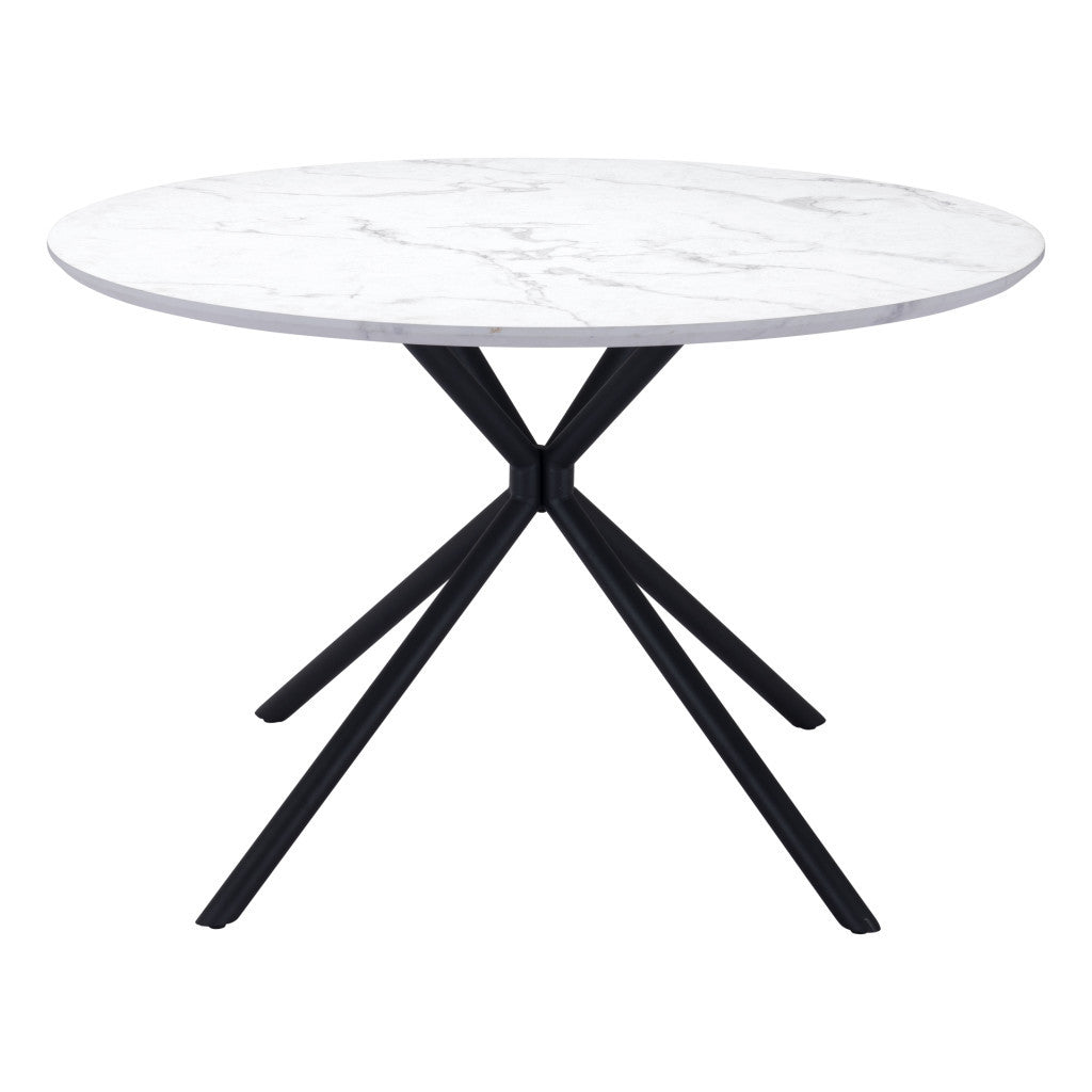 47" White And Black Rounded Steel Dining Table