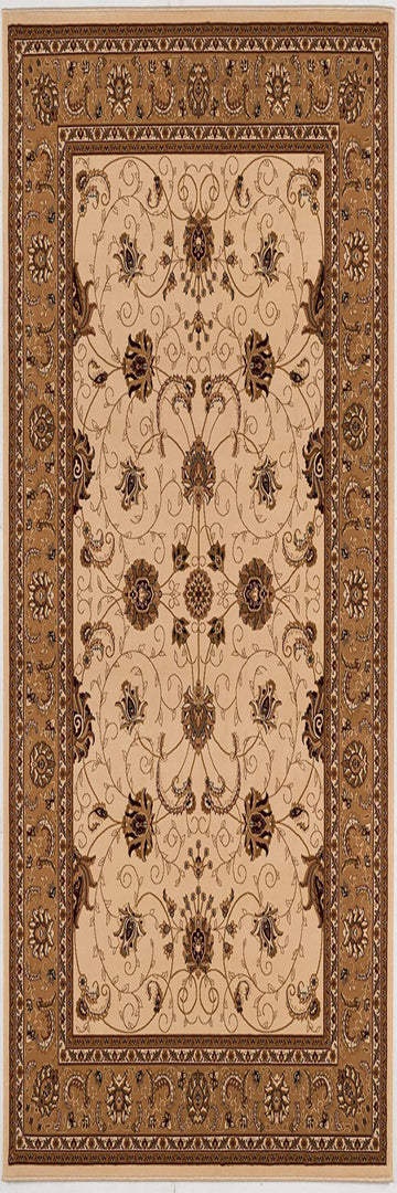 10' Runner Beige and Ivory Oriental Power Loom Runner Rug