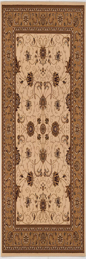 10' Runner Beige and Ivory Oriental Power Loom Runner Rug