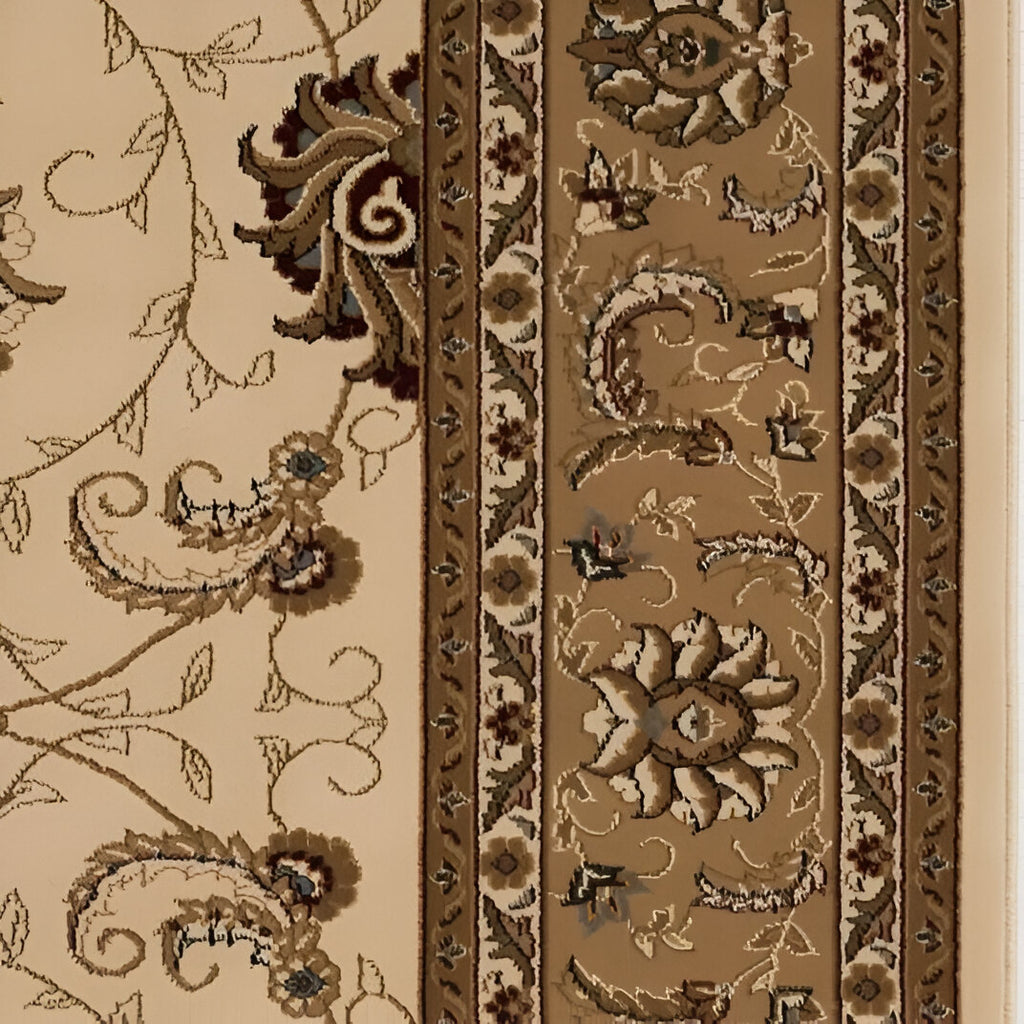 10' Runner Beige and Ivory Oriental Power Loom Runner Rug