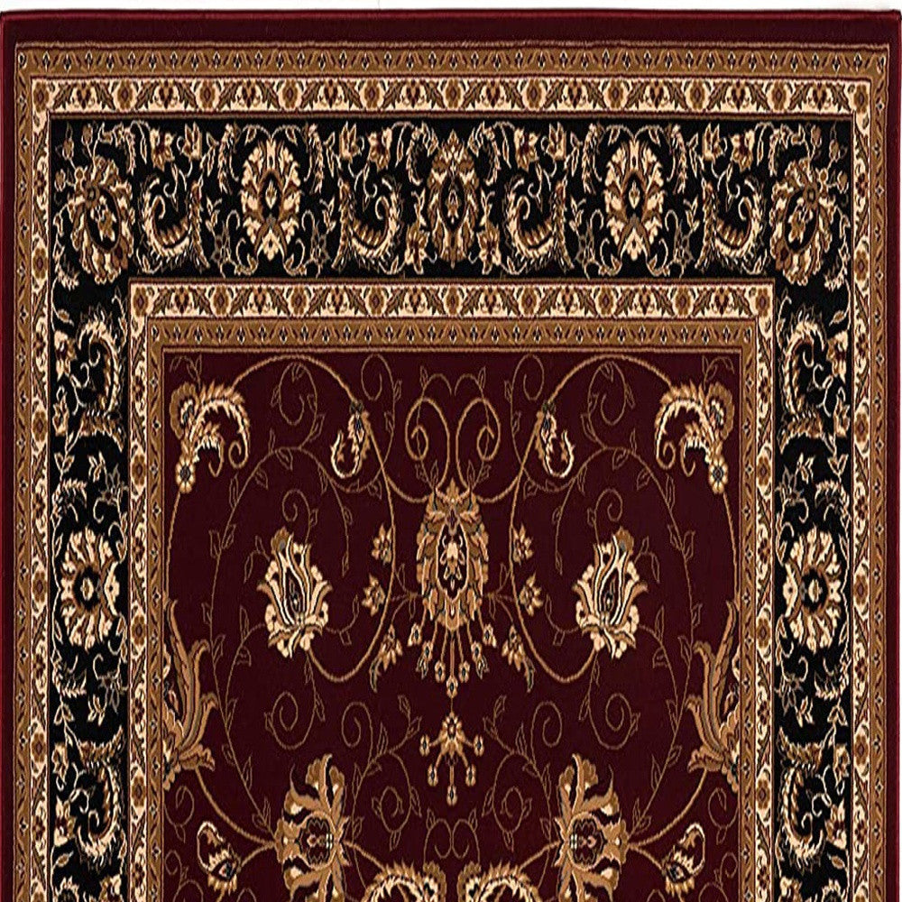 10' Runner Red and Black Oriental Power Loom Runner Rug