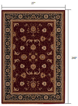 10' Runner Red and Black Oriental Power Loom Runner Rug