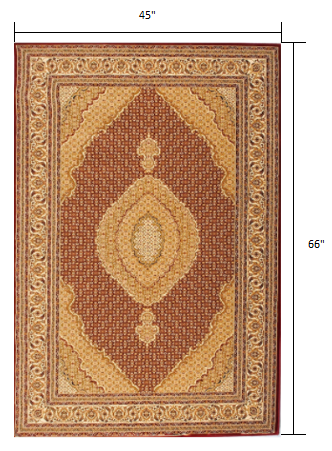 10' Runner Red and Beige Oriental Power Loom Runner Rug