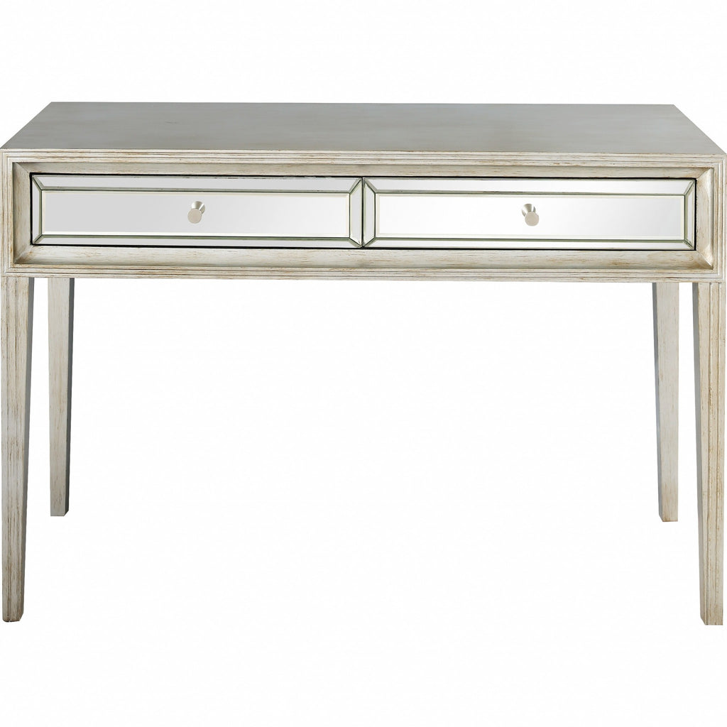 48" Silver Mirrored Glass Console Table