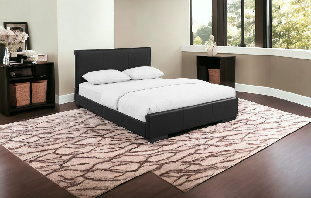 Gray Solid and Manufactured Wood Queen Upholstered Polyester Blend Bed Frame