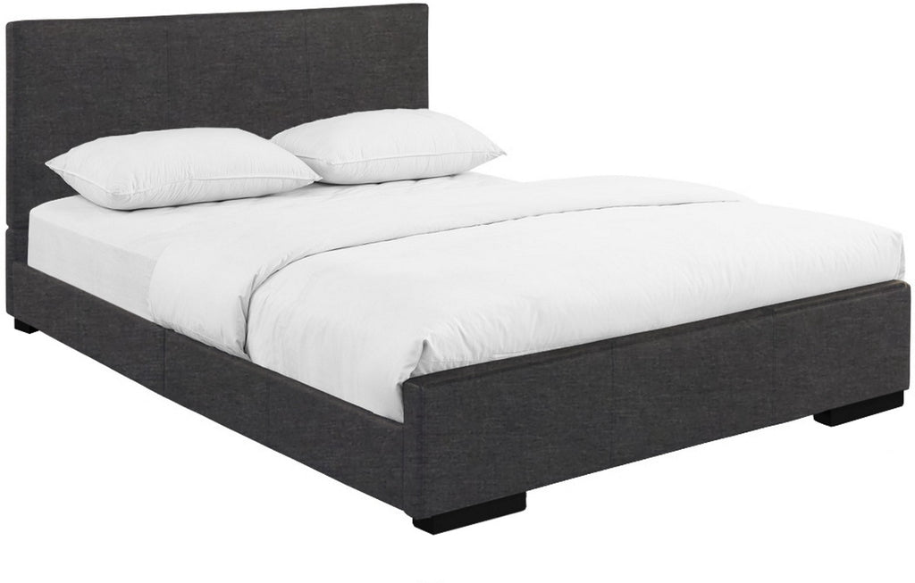 Gray Solid and Manufactured Wood Queen Upholstered Polyester Blend Bed Frame