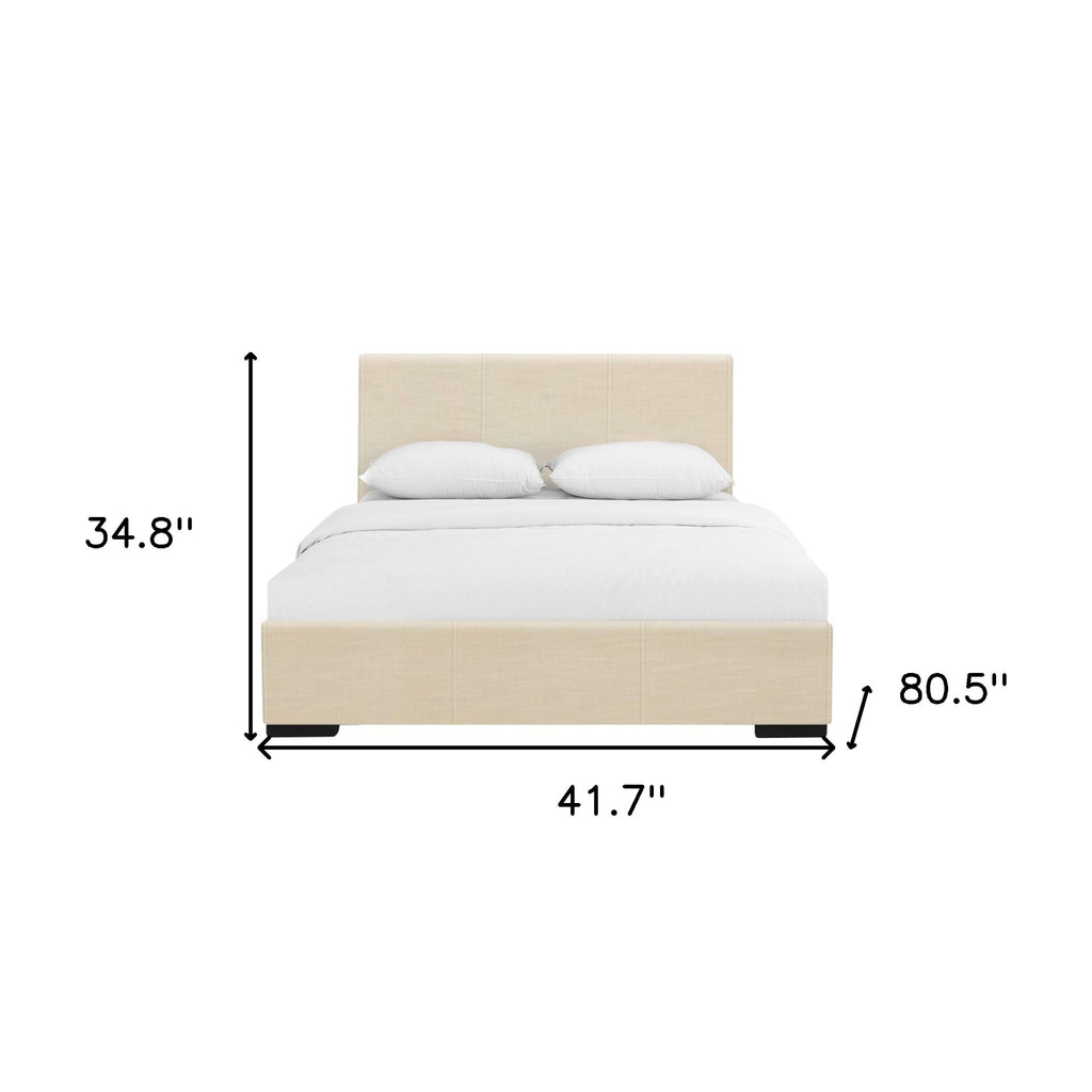 Gray Solid and Manufactured Wood Queen Upholstered Polyester Blend Bed Frame