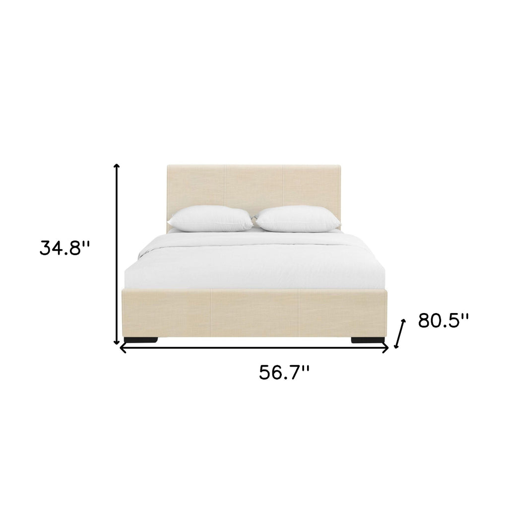 Gray Solid and Manufactured Wood Queen Upholstered Polyester Blend Bed Frame