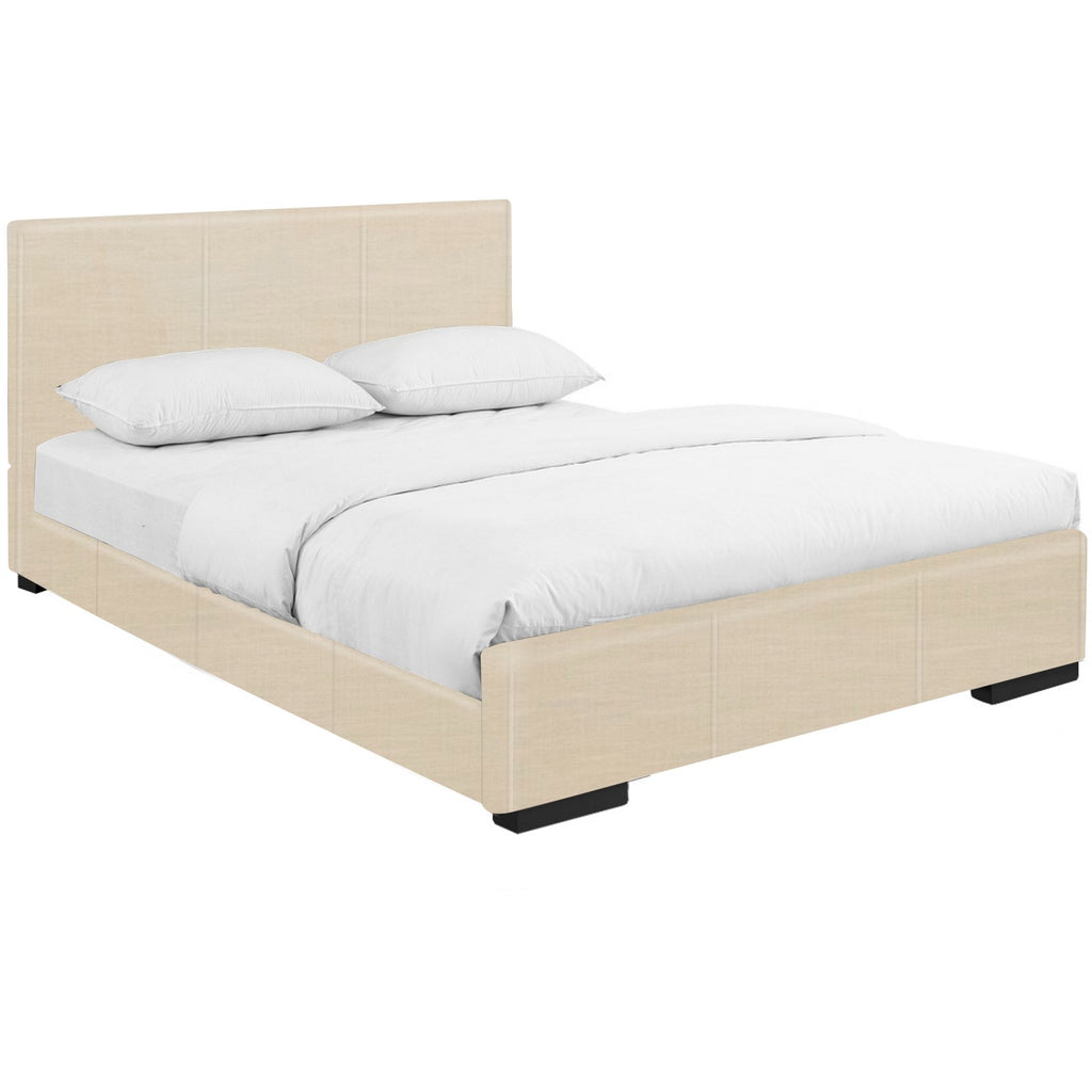 Gray Solid and Manufactured Wood Queen Upholstered Polyester Blend Bed Frame