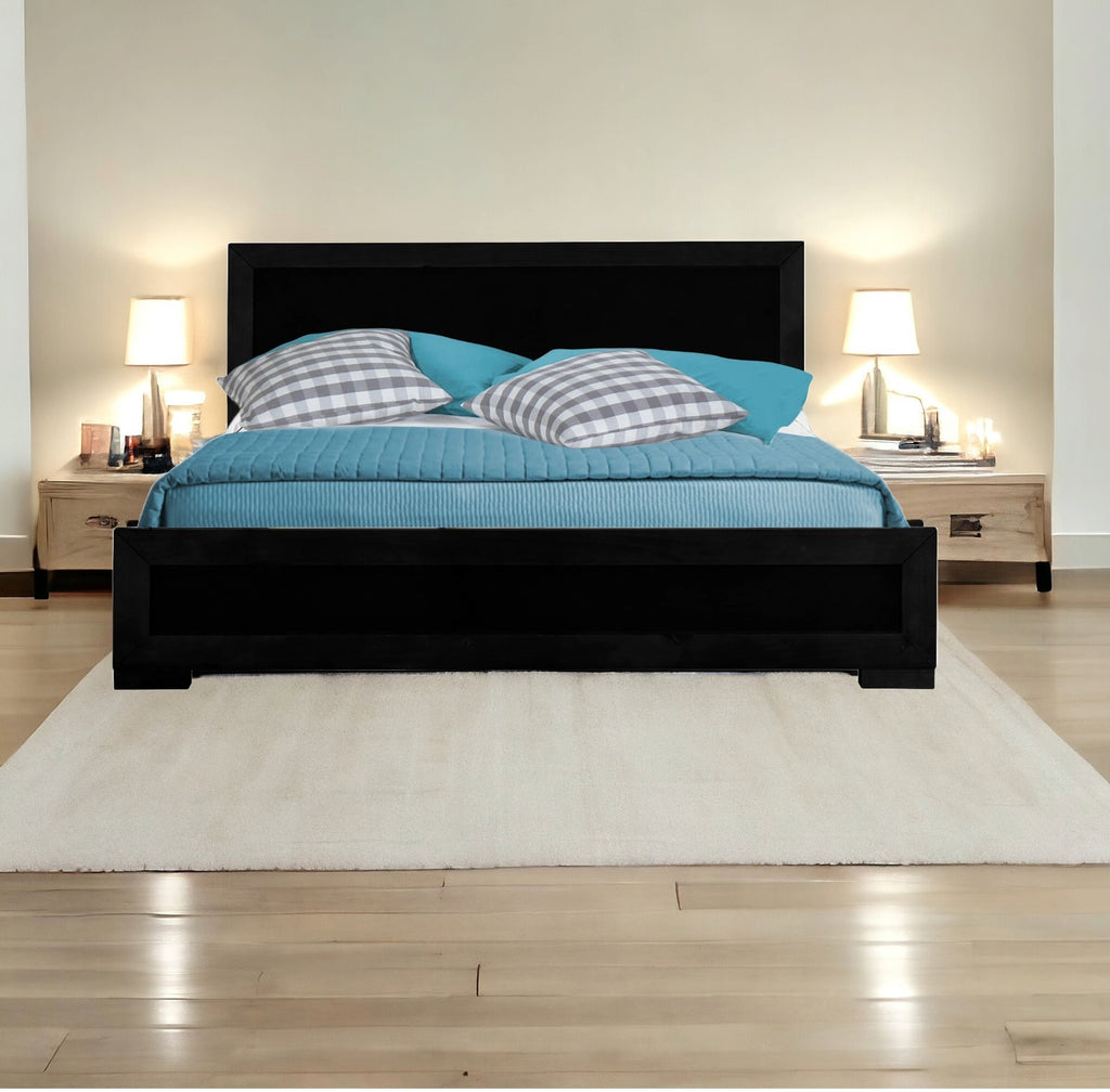 Black Solid and Manufactured Wood King Bed Frame