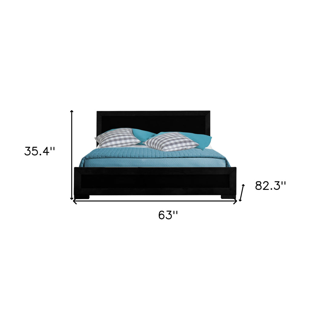 Black Solid and Manufactured Wood King Bed Frame