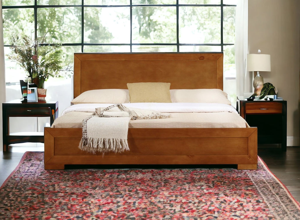 Oak Solid and Manufactured Wood King Bed Frame