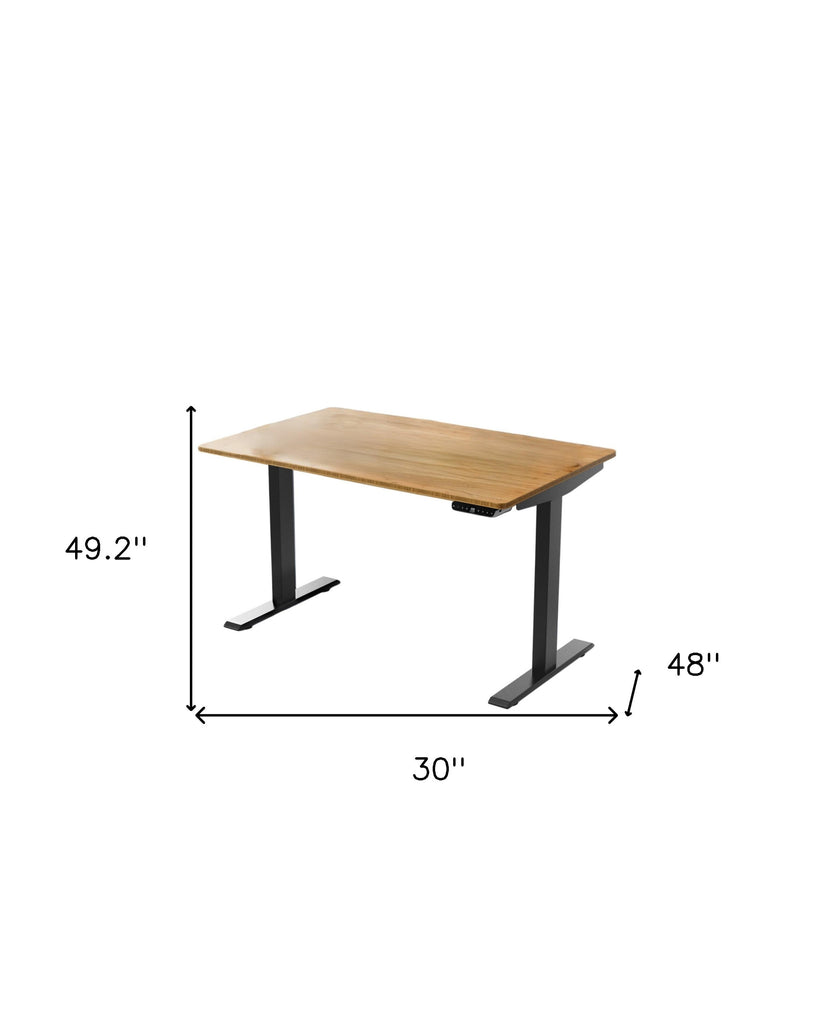 30" Adjustable Brown and Black Stainless Steel Computer Desk