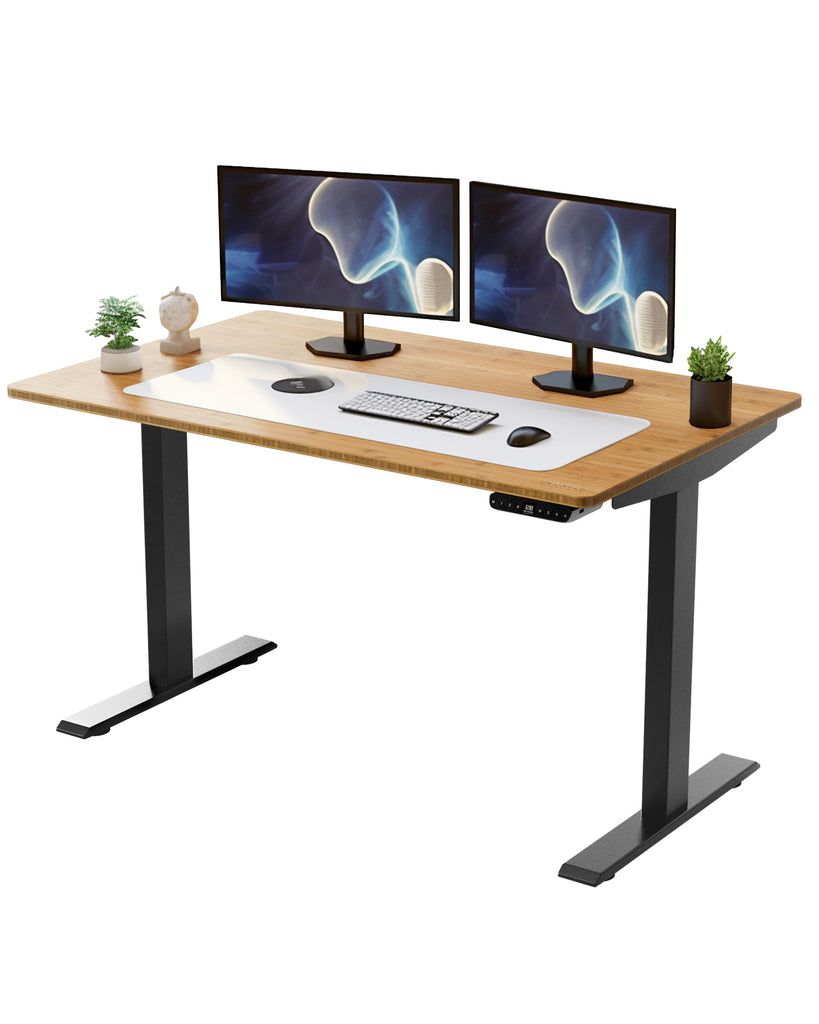 30" Adjustable Brown and Black Stainless Steel Computer Desk