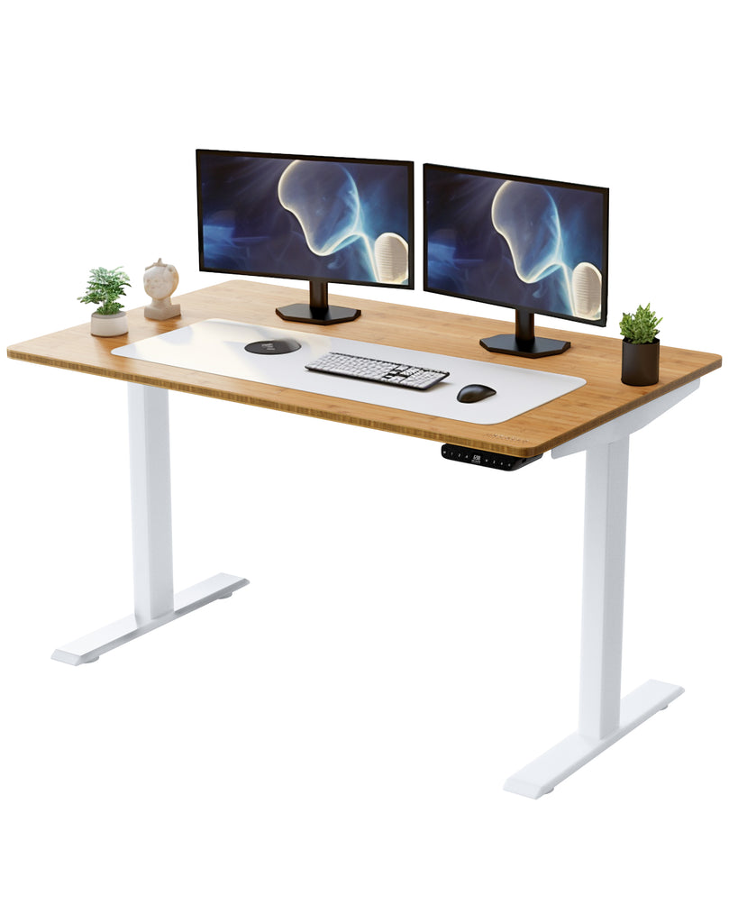 30" Adjustable Brown and White Stainless Steel Computer Desk