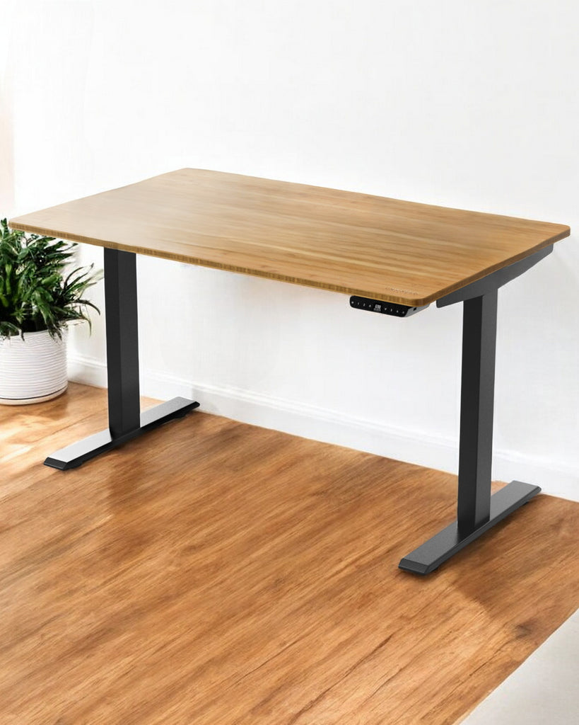 30" Adjustable Brown and Black Stainless Steel Computer Desk