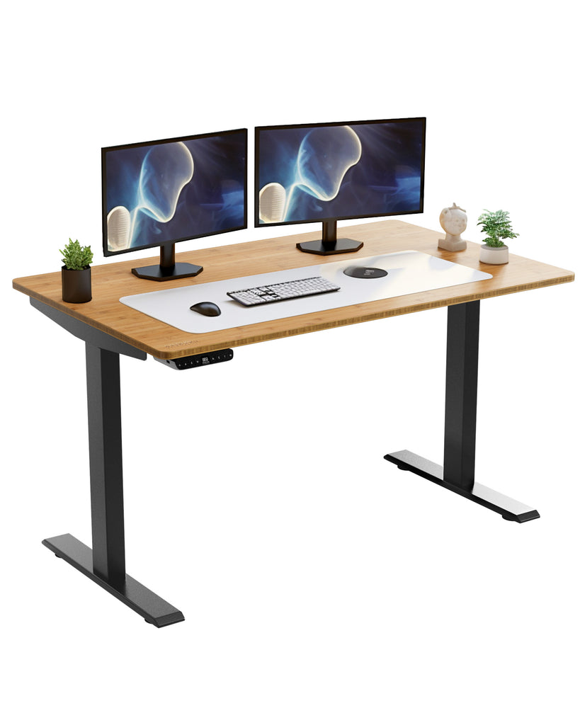 30" Adjustable Brown and Black Stainless Steel Computer Desk