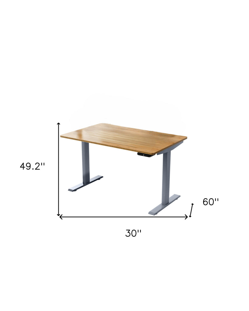 30" Adjustable Brown and Gray Stainless Steel Computer Desk