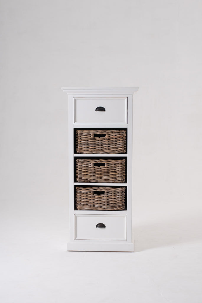 52" White Two Drawer Storage Cabinet With Baskets