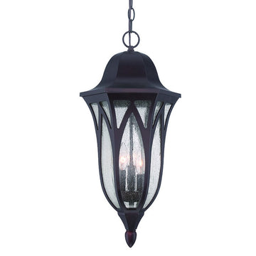 LuxxHomes  XL Matte Black Geometric Glass Hanging Light