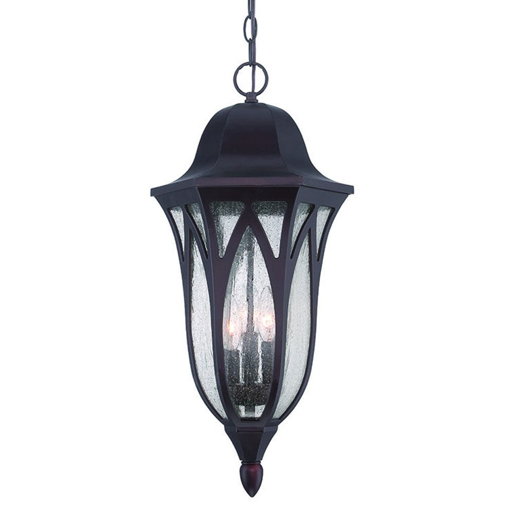 LuxxHomes  XL Matte Black Geometric Glass Hanging Light