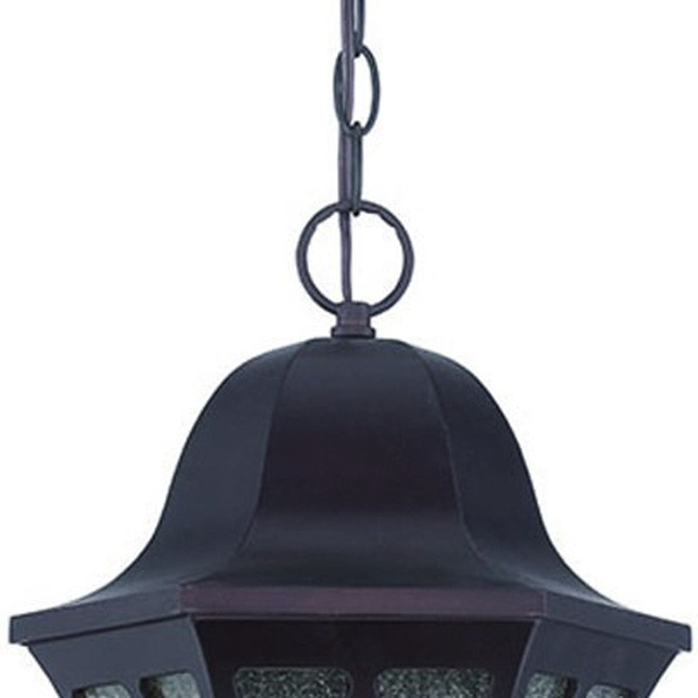 LuxxHomes  XL Matte Black Geometric Glass Hanging Light