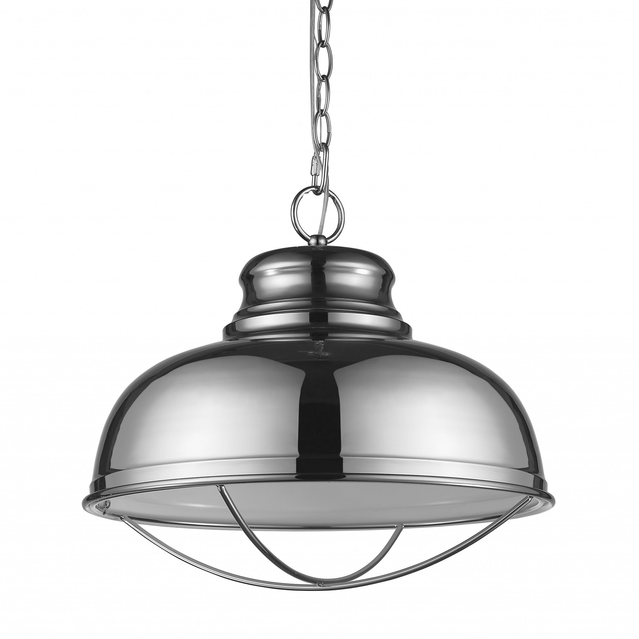 Ansen 1-Light Polished Nickel Pendant With Gloss White Interior Shade