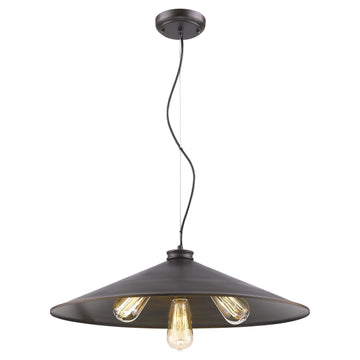 Alcove 4-Light Oil-Rubbed Bronze Pendant With Raw Brass Interior Shade