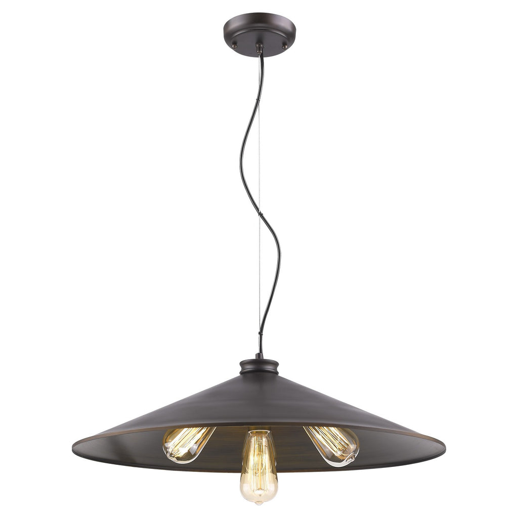 Alcove 4-Light Oil-Rubbed Bronze Pendant With Raw Brass Interior Shade