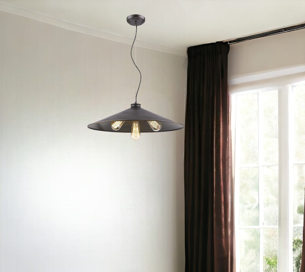 Alcove 4-Light Oil-Rubbed Bronze Pendant With Raw Brass Interior Shade