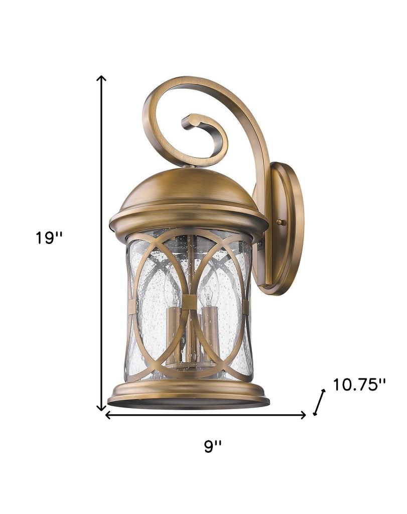 LuxxHomes  Lincoln 3-Light Antique Brass Wall Light