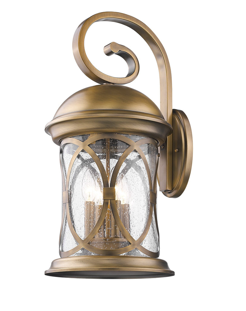 LuxxHomes  Lincoln 4-Light Antique Brass Wall Light