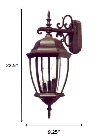 LuxxHomes  Dark Brown Hanging Ornamental Lantern Wall Light