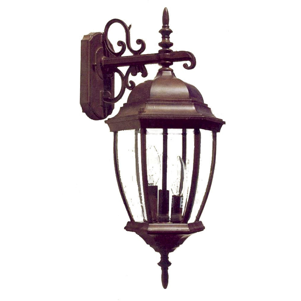 LuxxHomes  Dark Brown Hanging Ornamental Lantern Wall Light