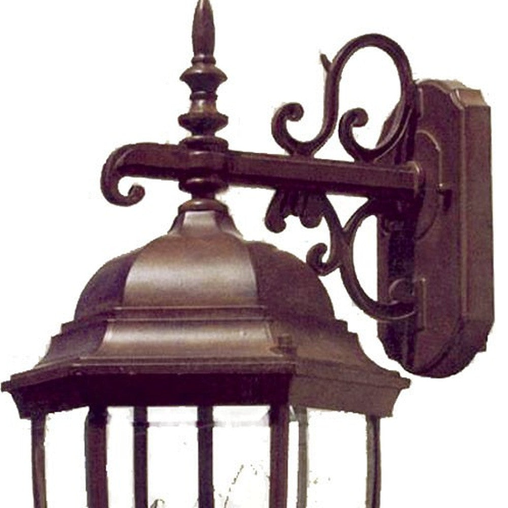 LuxxHomes  Dark Brown Hanging Ornamental Lantern Wall Light