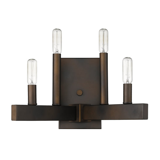 LuxxHomes  Four Light Bronze Metal Vintage Wall Sconce