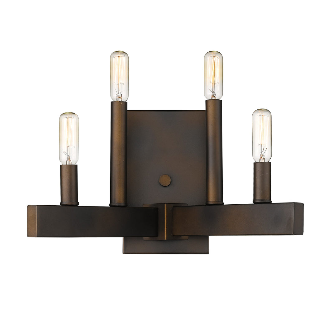 LuxxHomes  Four Light Bronze Metal Vintage Wall Sconce