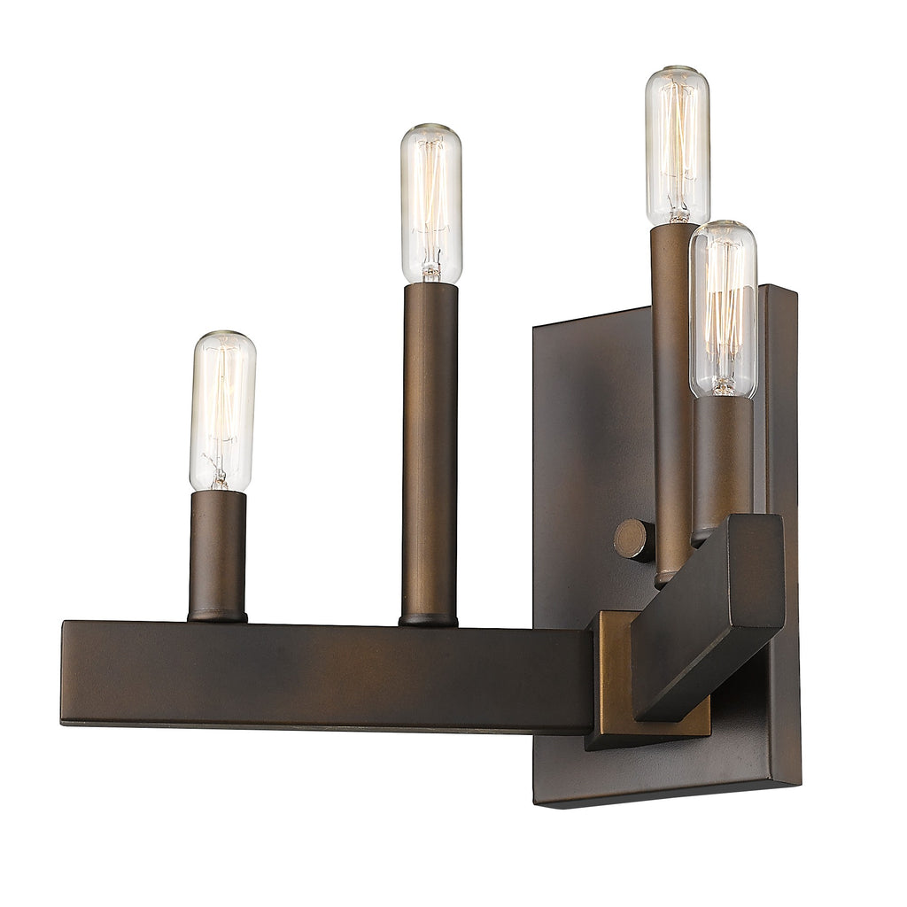 LuxxHomes  Four Light Bronze Metal Vintage Wall Sconce