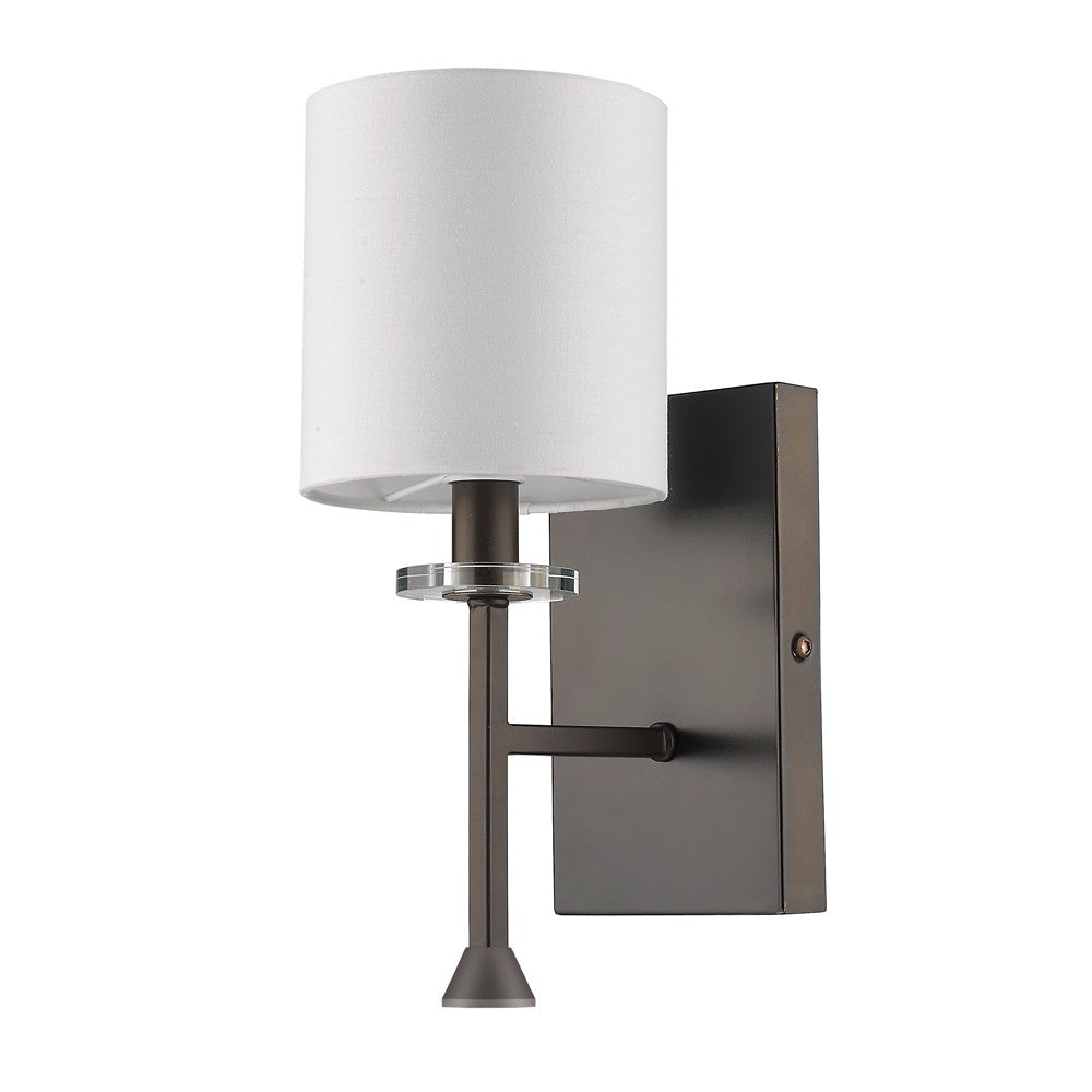 LuxxHomes  Minimalist Bronze Wall Sconce with Fabric Shade