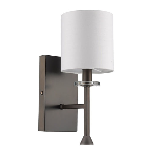 LuxxHomes  Minimalist Bronze Wall Sconce with Fabric Shade